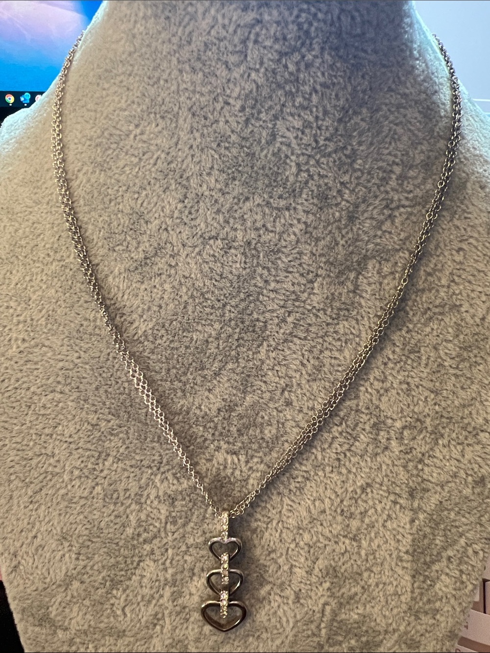 Triple Heart Pendant Necklace in Silver - Women's Jewelry